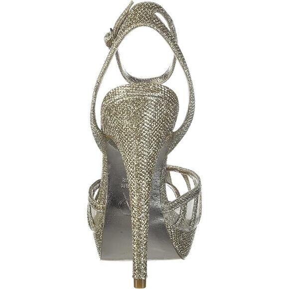 Adrianna Papell Saida Heels Sandals Net Sz 9.5 Silver Open Toe New in Box - Picture 3 of 6